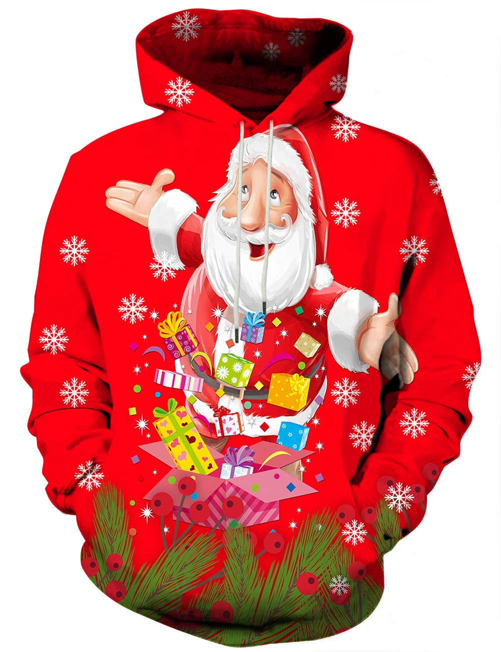Alalaso Mens Lightweight Christmas 3D Print Sweatshirt Hoodie 